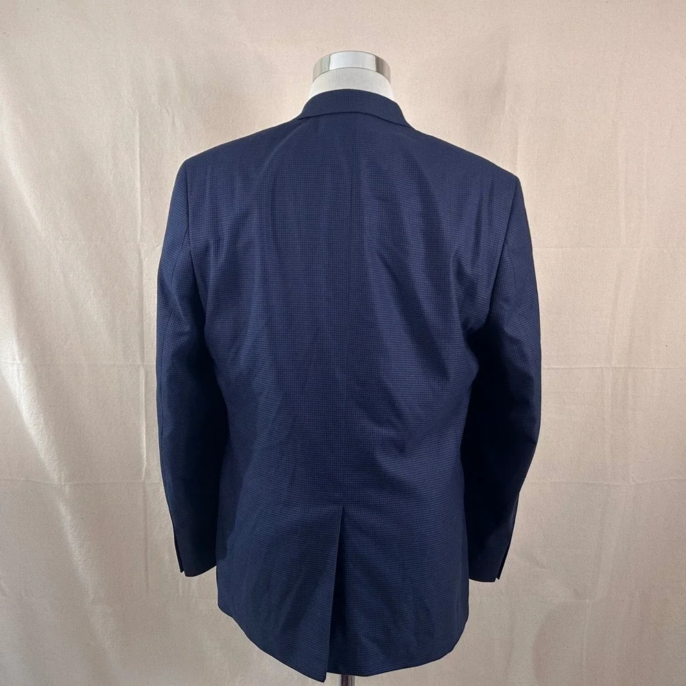 Lauren Ralph Lauren 40R Sport Coat Blue Houndstooth Two Button Lined Vented